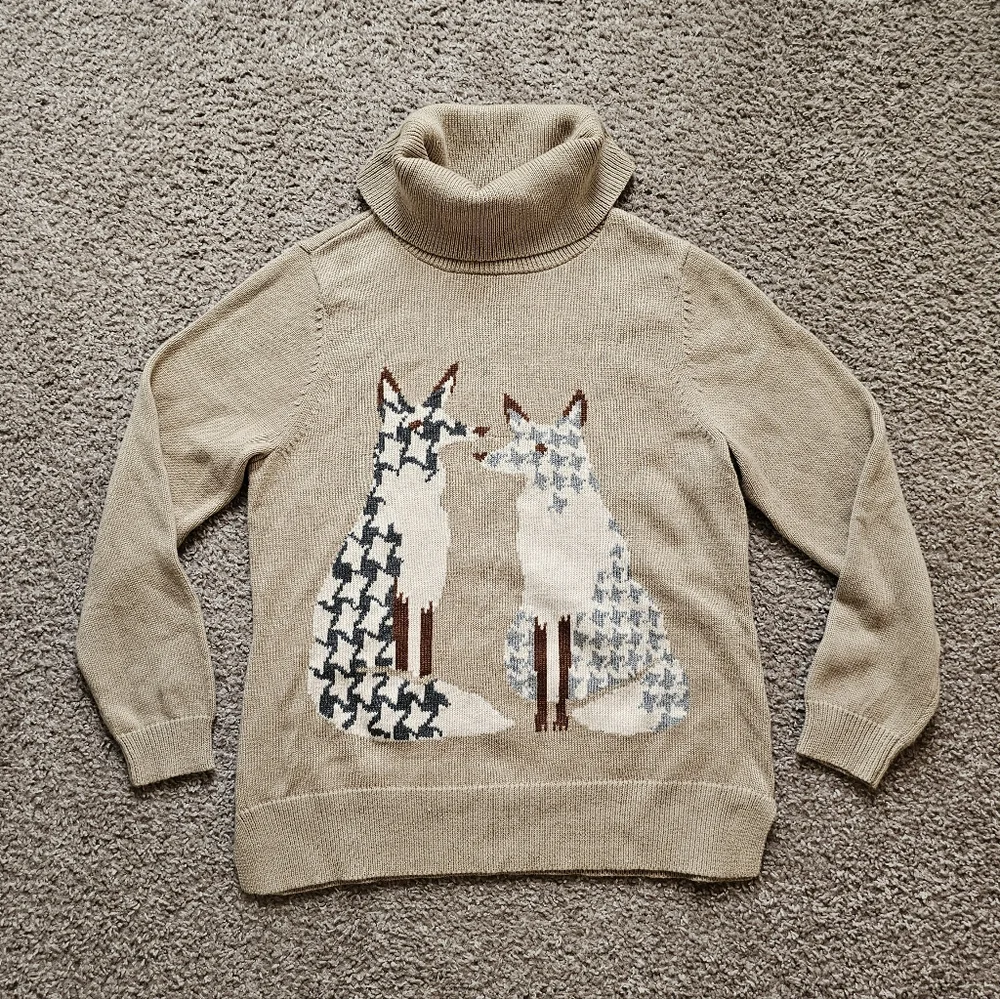 Vintage Norm Thompson Fox Sweater Size Medium - Picture 3 of 6